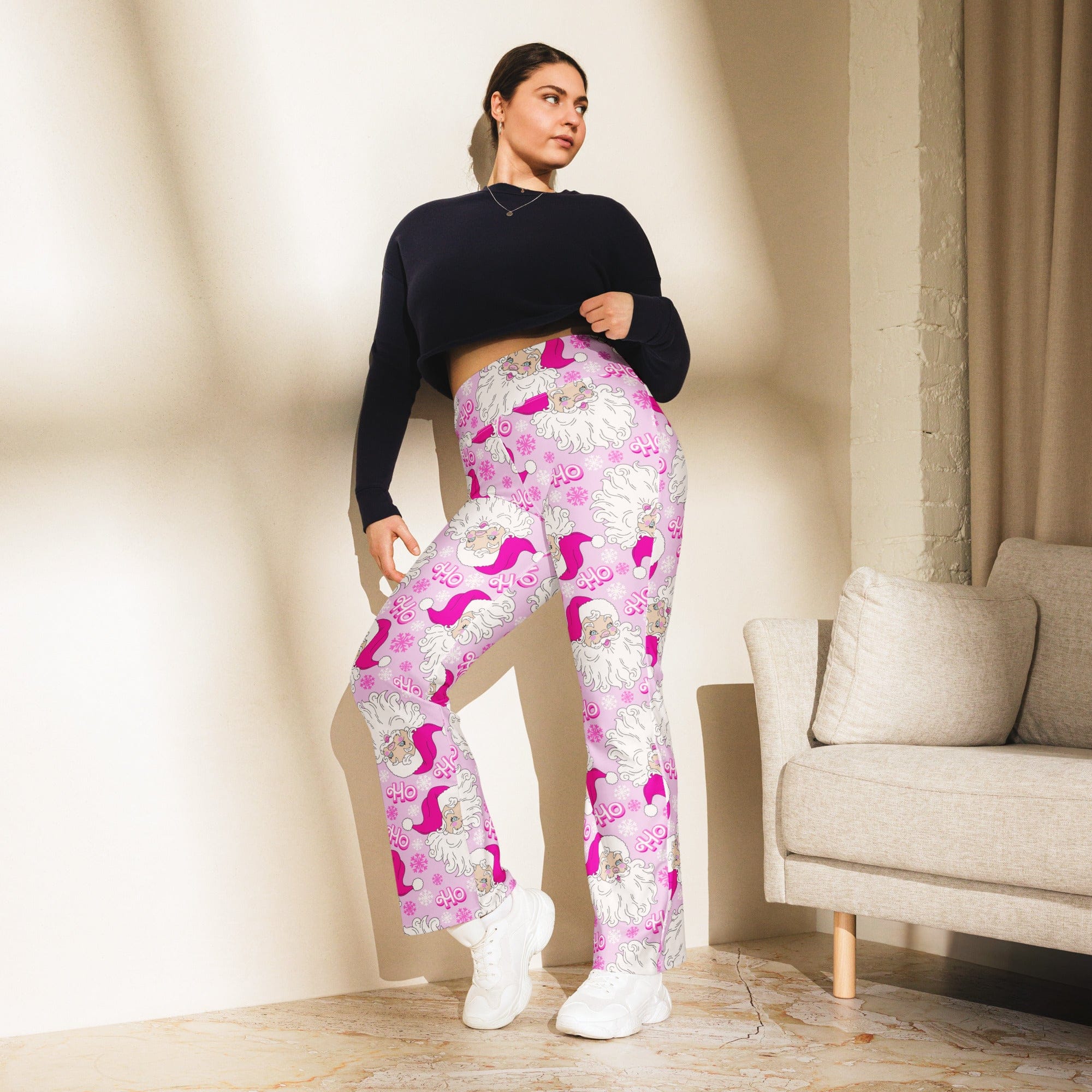 Pink Sassy Santa Flare Leggings