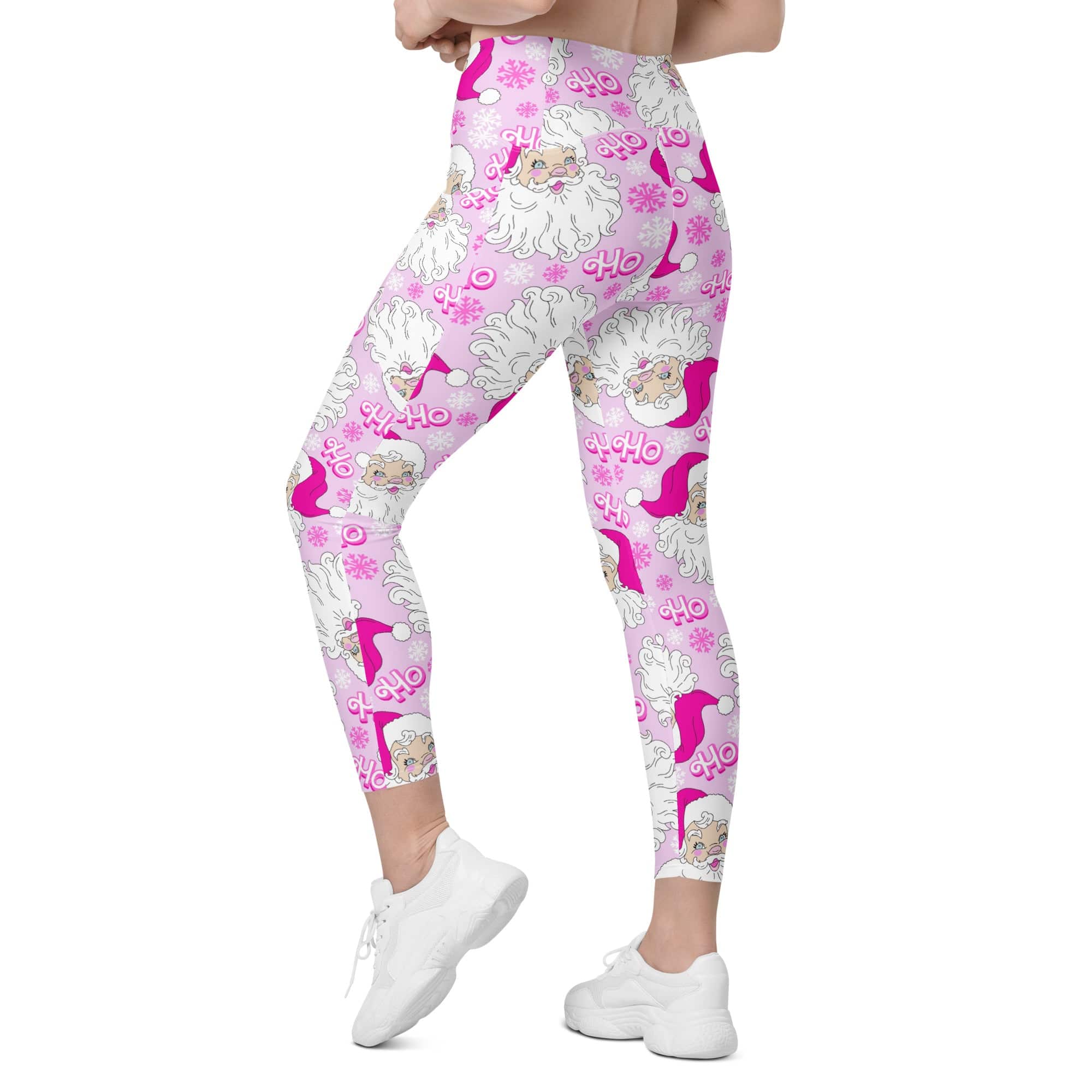Pink Sassy Santa Leggings With Pockets