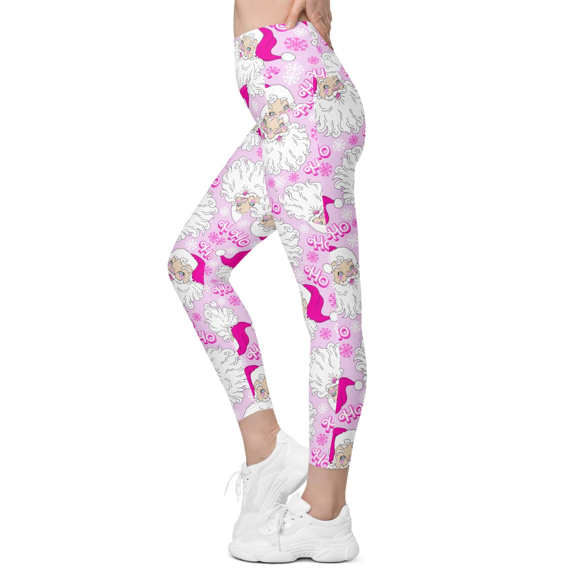 Pink Sassy Santa Leggings With Pockets