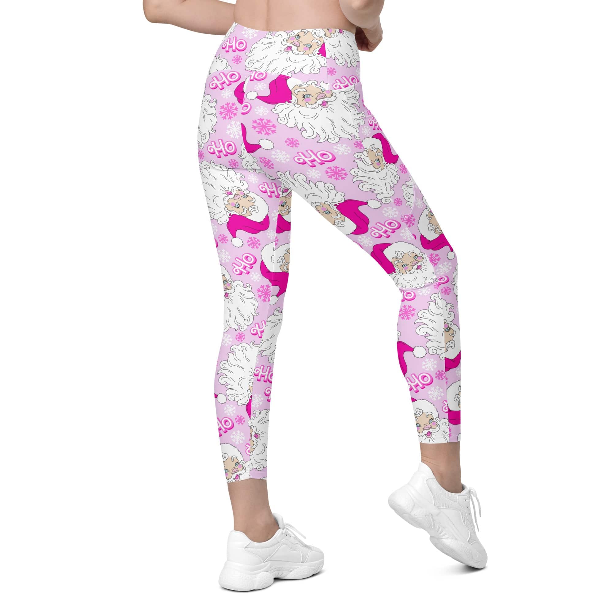 Pink Sassy Santa Leggings With Pockets