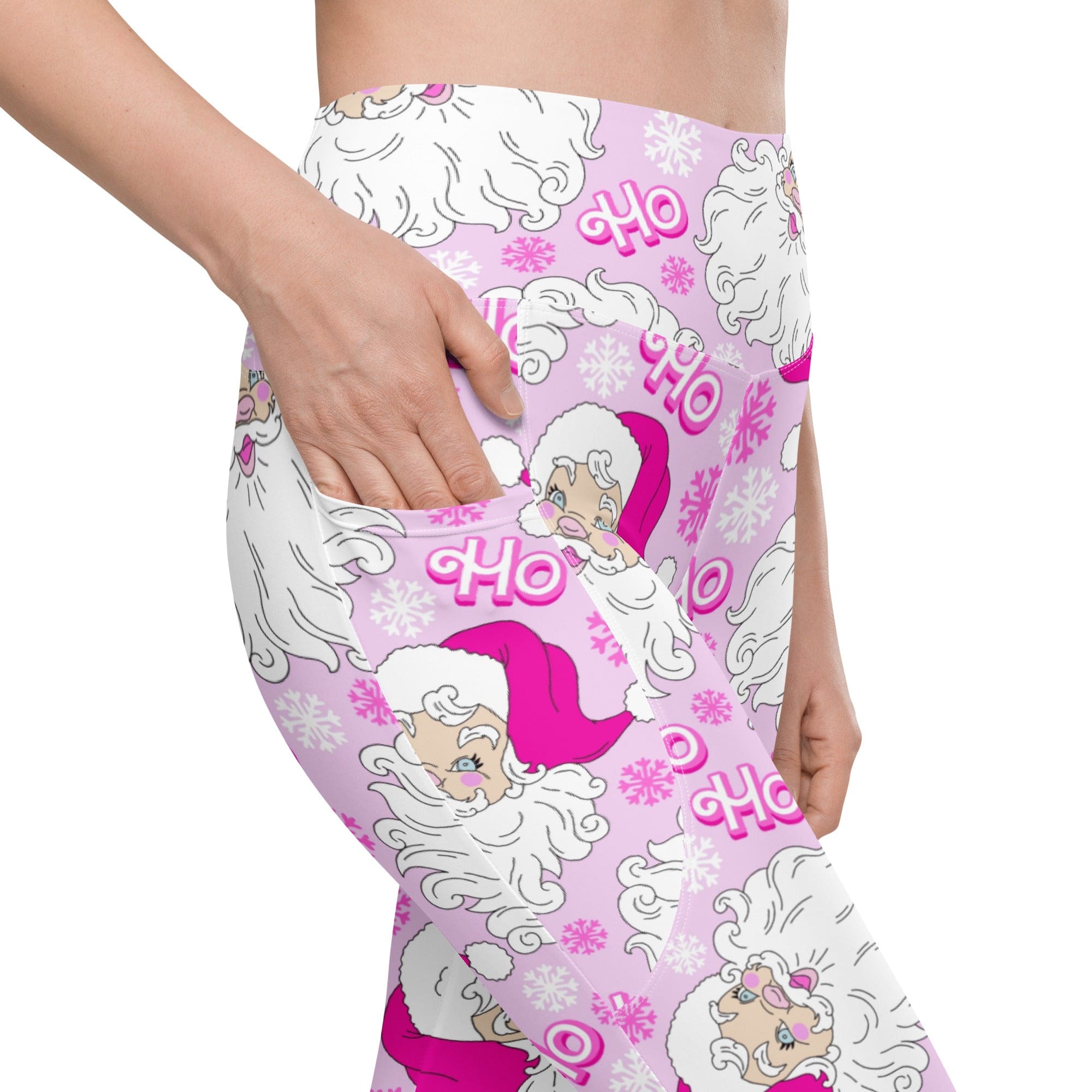 Pink Sassy Santa Leggings With Pockets