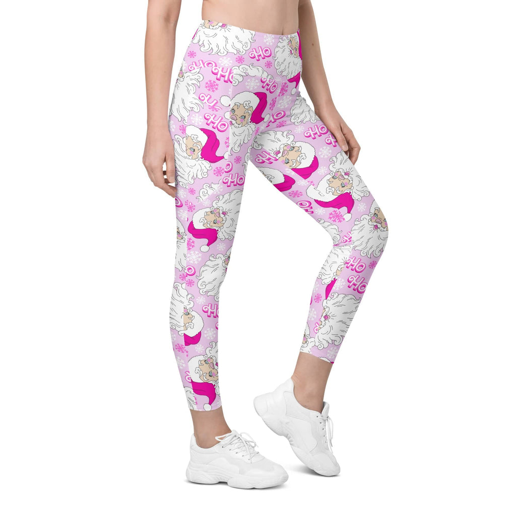 Pink Sassy Santa Leggings With Pockets