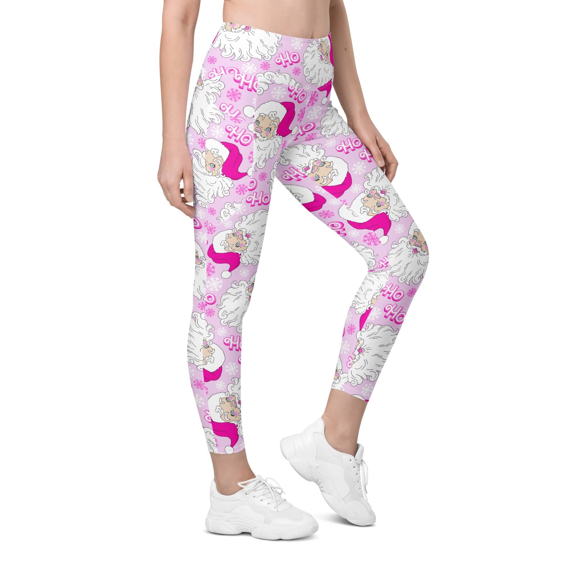 Pink Sassy Santa Leggings With Pockets
