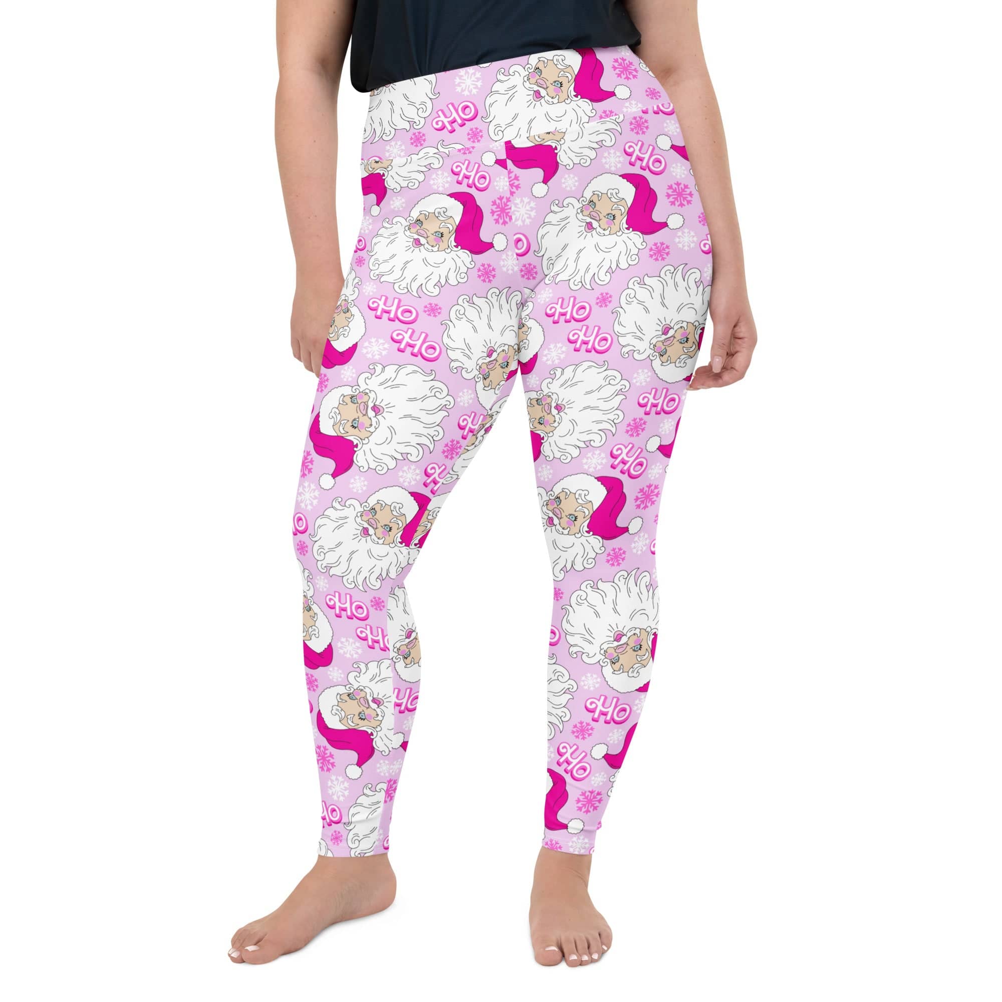 Pink Sassy Santa Plus Size Leggings