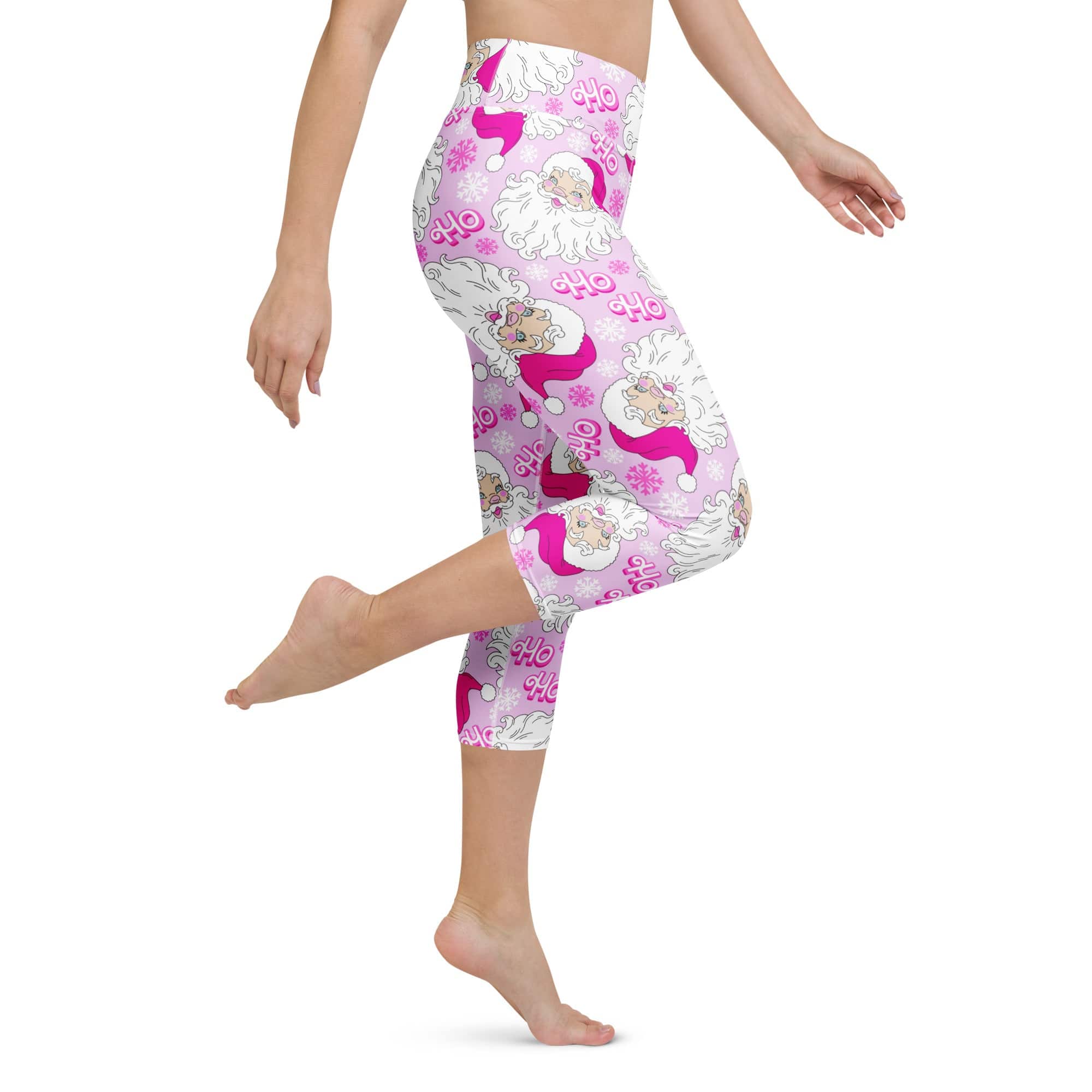 Pink Sassy Santa Yoga Capris