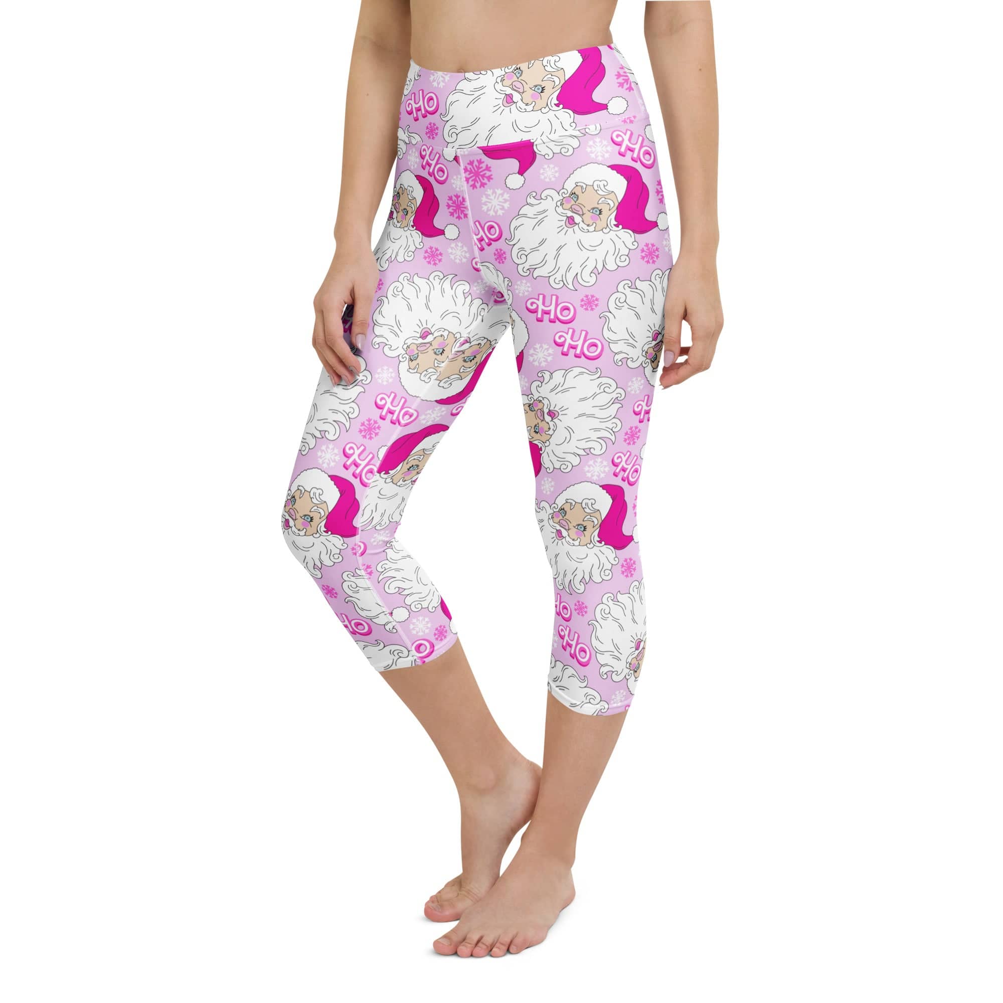 Pink Sassy Santa Yoga Capris