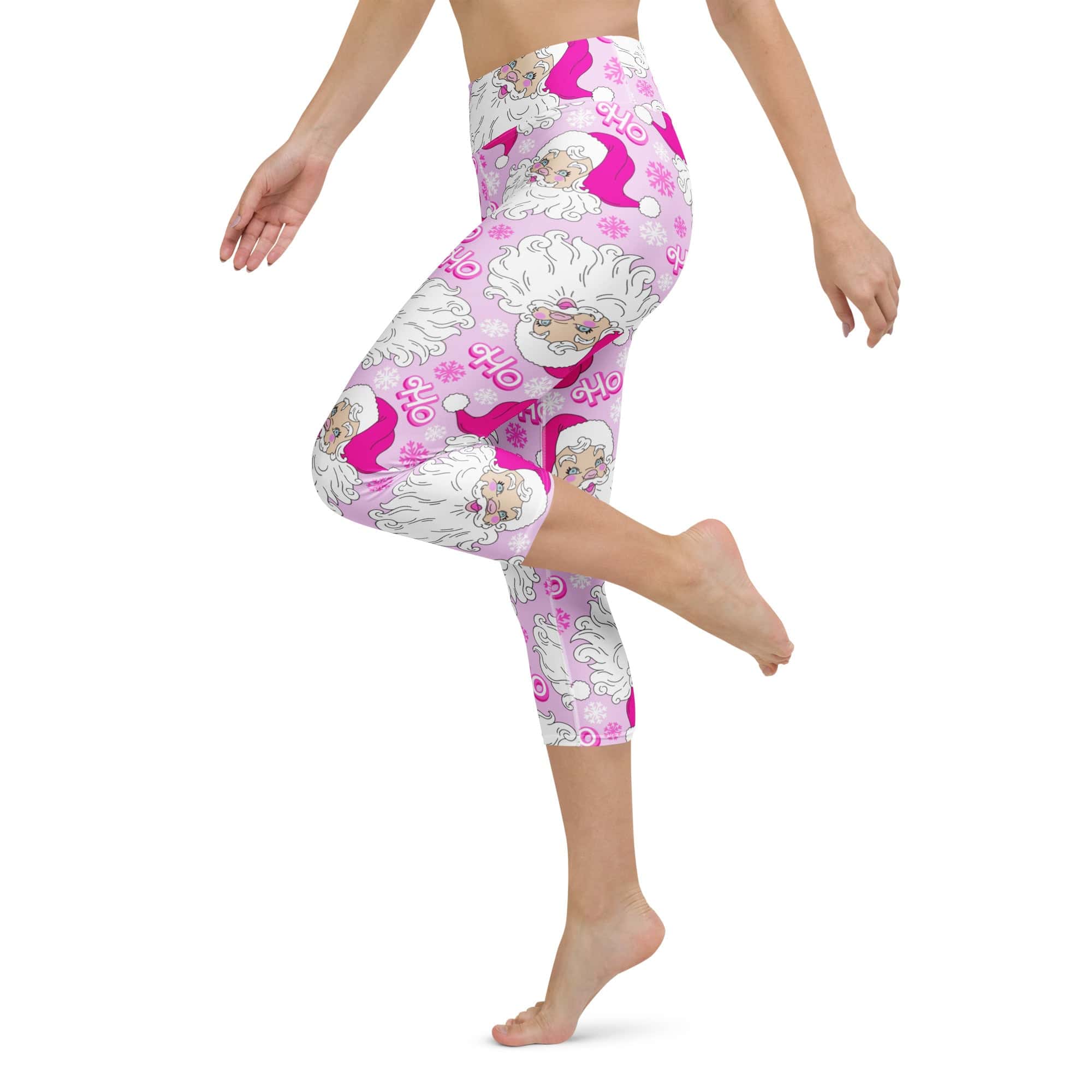 Pink Sassy Santa Yoga Capris