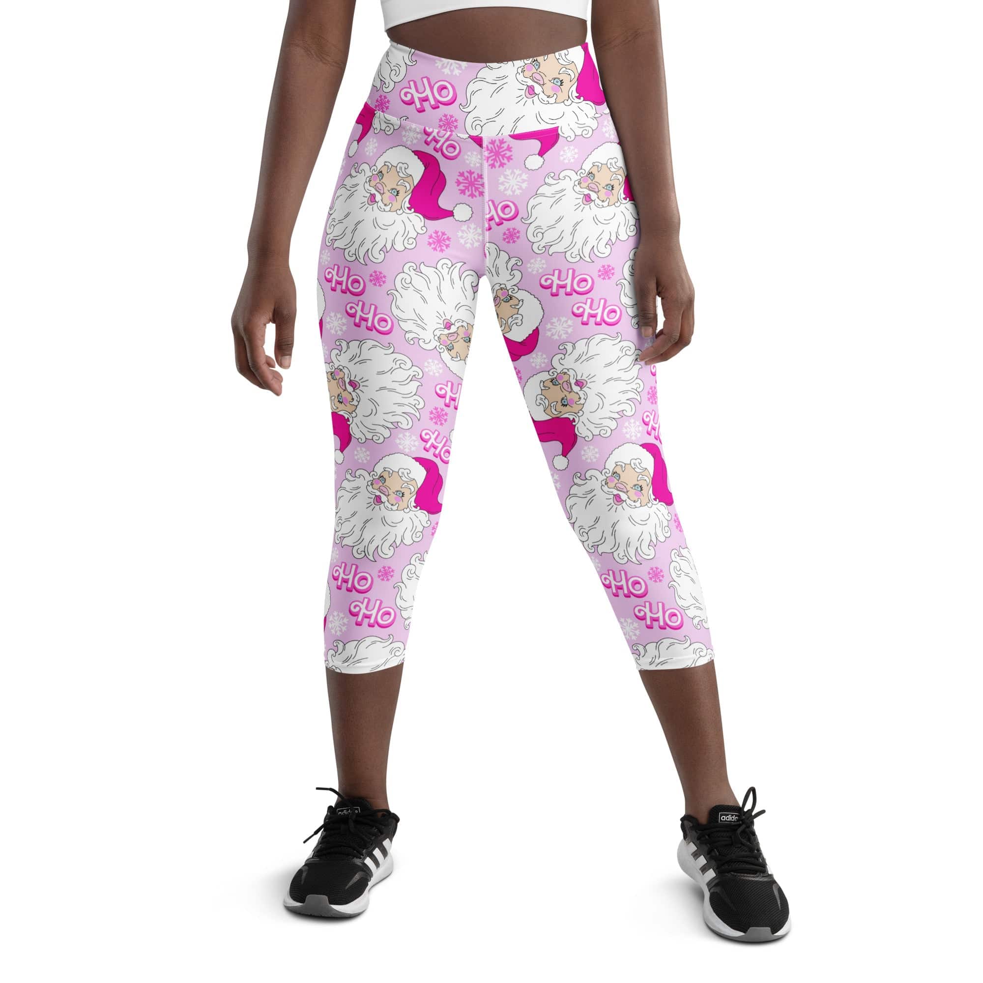 Pink Sassy Santa Yoga Capris