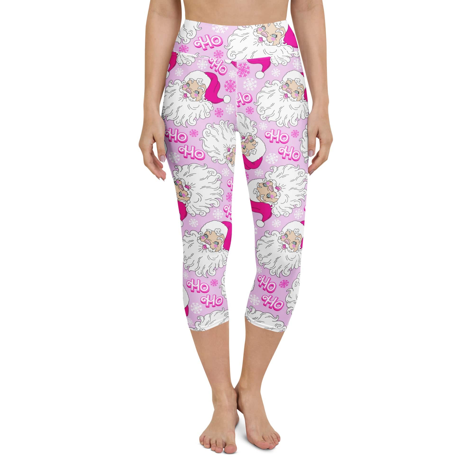 Pink Sassy Santa Yoga Capris