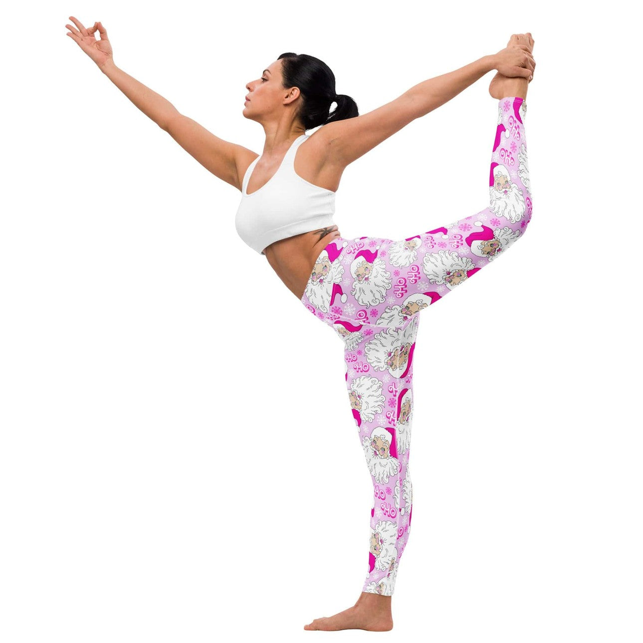 Pink Sassy Santa Yoga Leggings