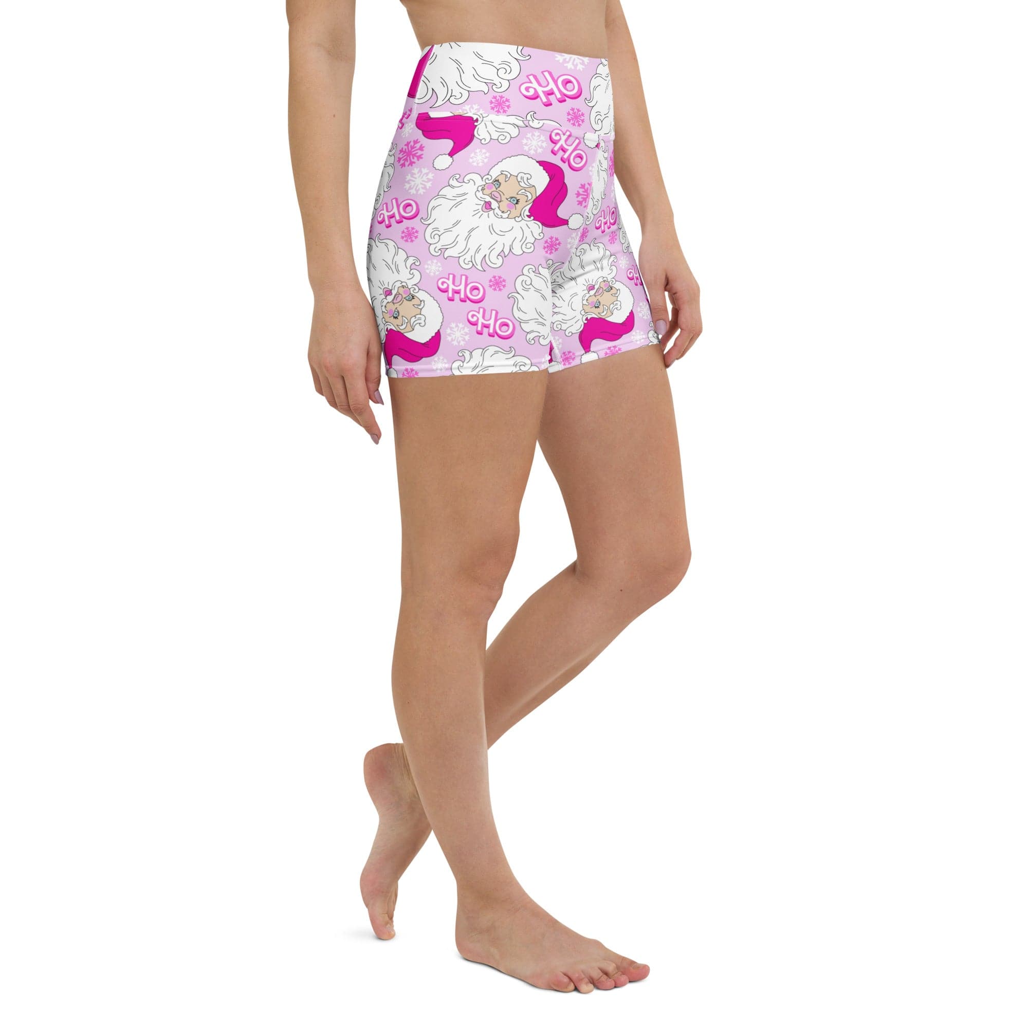 Pink Sassy Santa Yoga Shorts