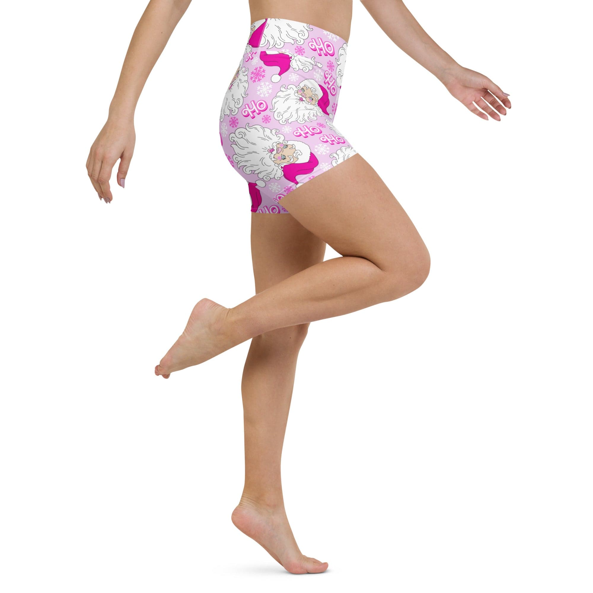 Pink Sassy Santa Yoga Shorts