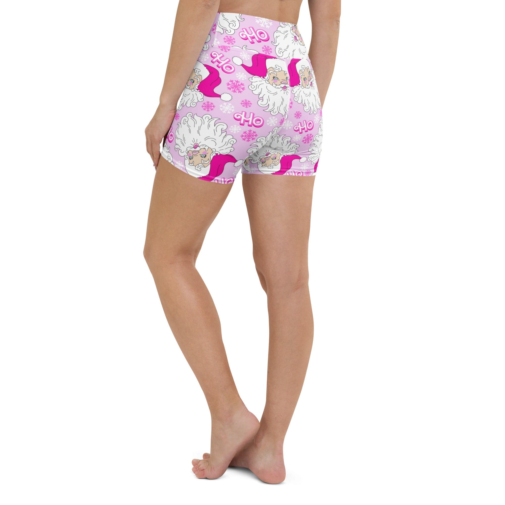Pink Sassy Santa Yoga Shorts