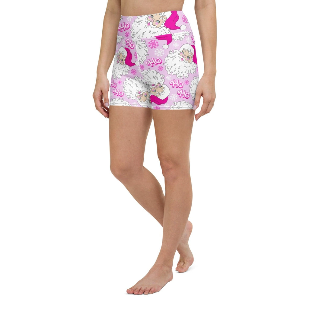 Pink Sassy Santa Yoga Shorts