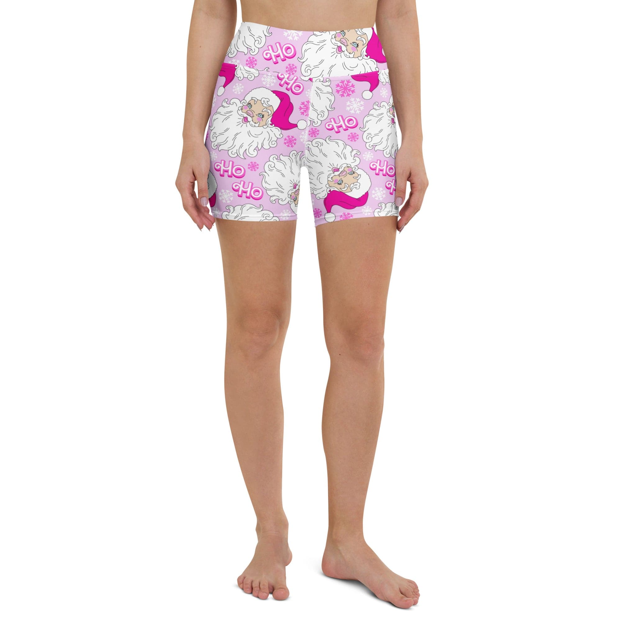 Pink Sassy Santa Yoga Shorts
