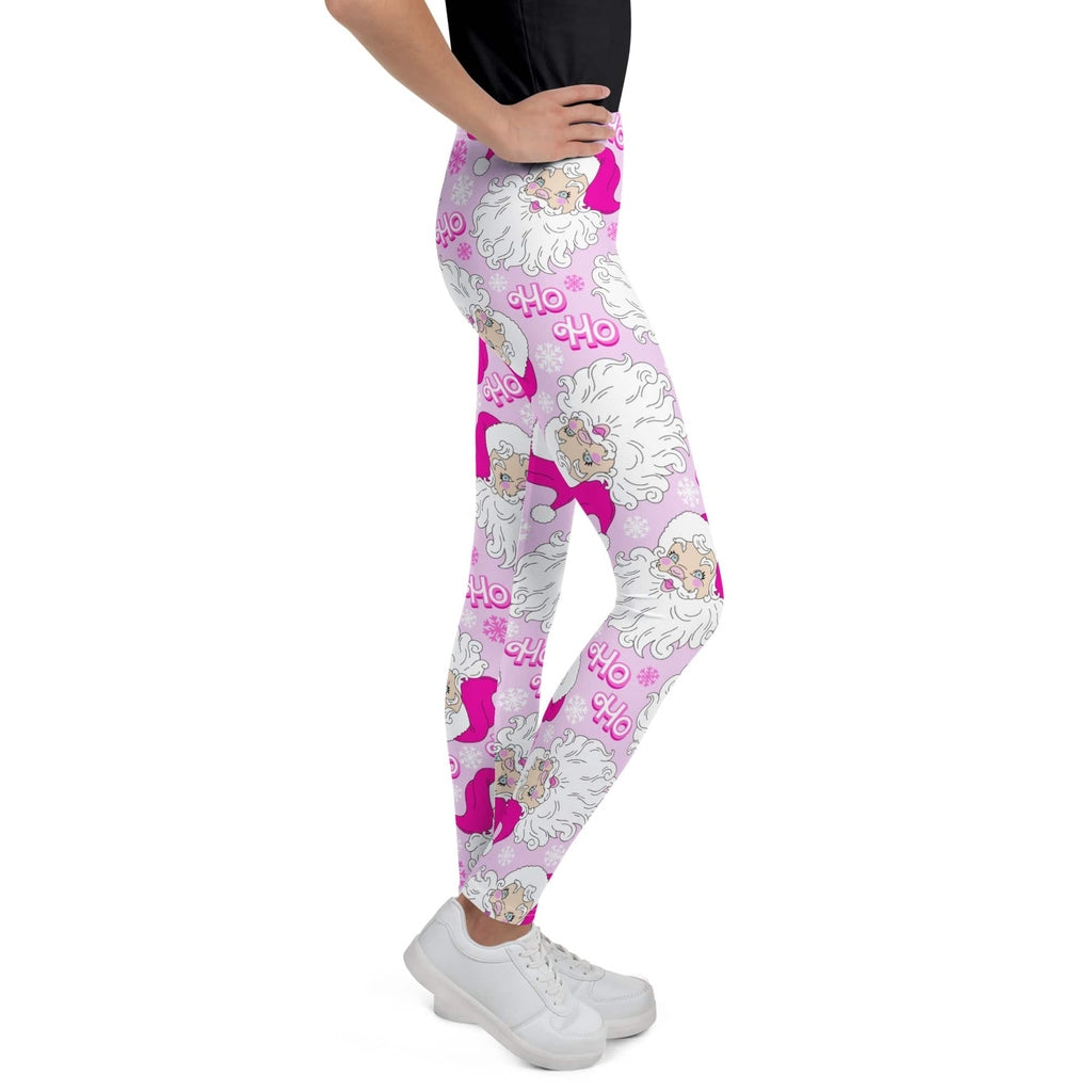Pink Sassy Santa Youth Leggings