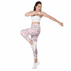 Pink Terrazzo Marble Leggings With Pockets