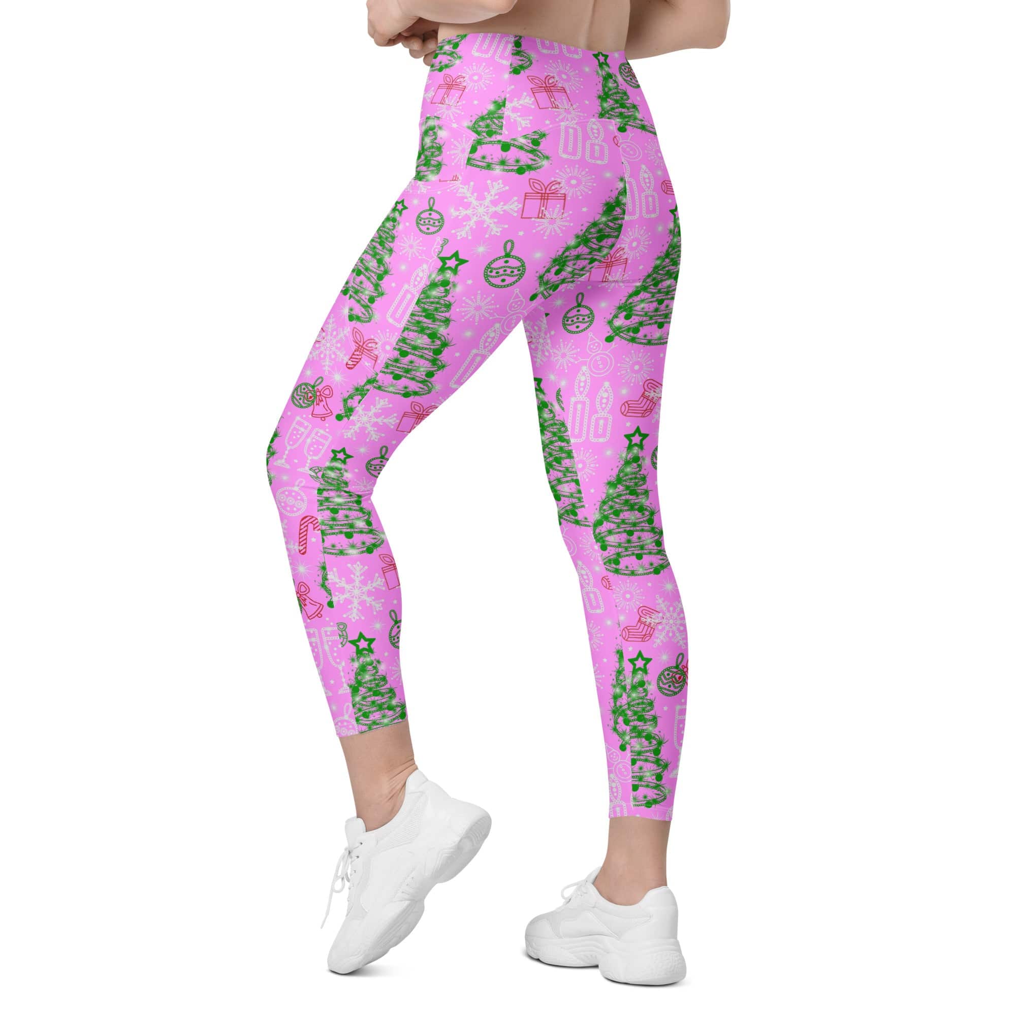 Pink Tinsel Dreams Crossover Leggings With Pockets