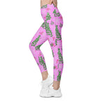 Pink Tinsel Dreams Crossover Leggings With Pockets