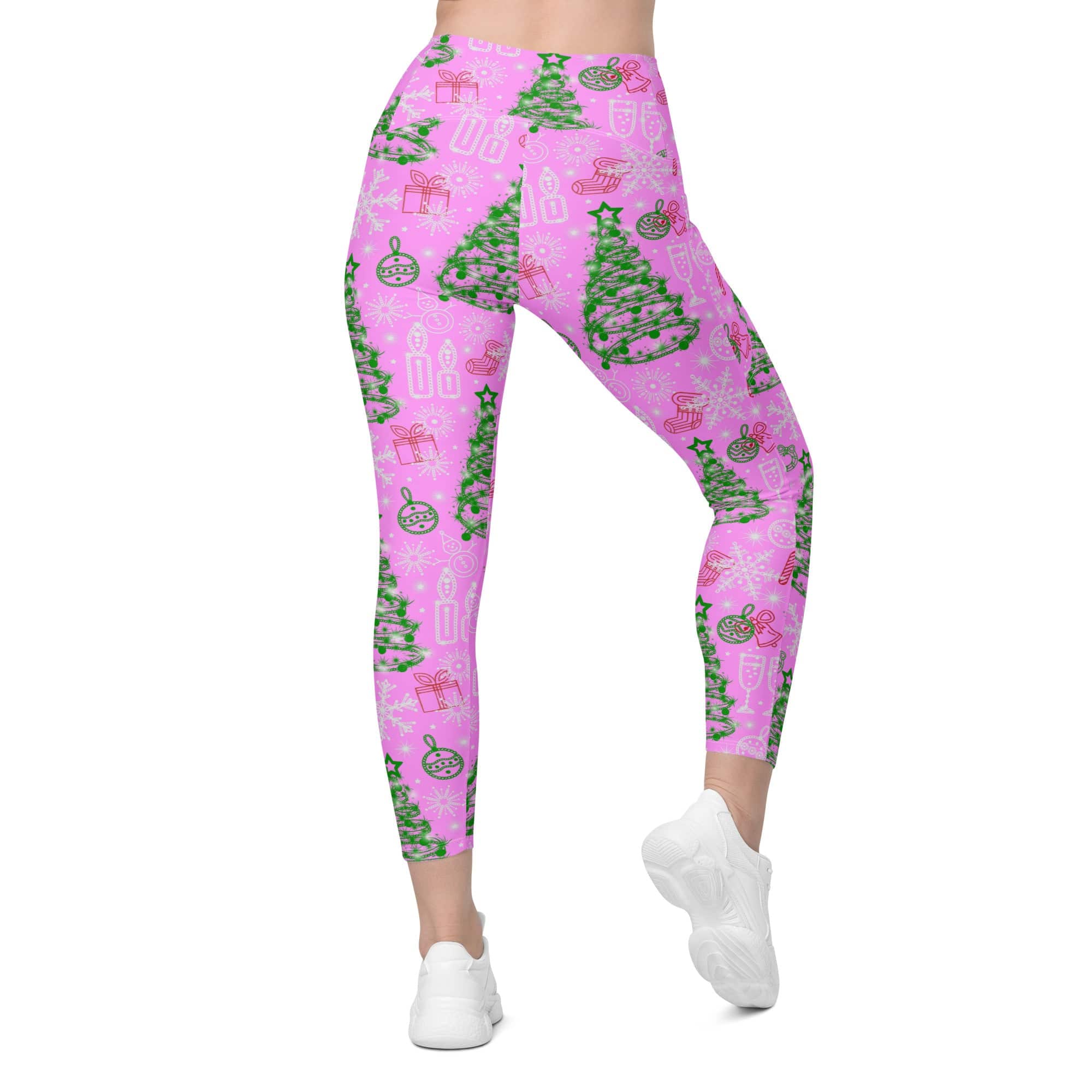 Pink Tinsel Dreams Crossover Leggings With Pockets