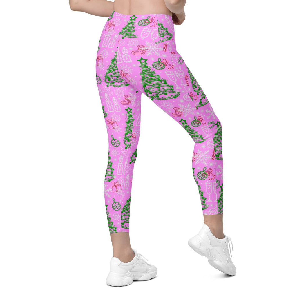 Pink Tinsel Dreams Crossover Leggings With Pockets