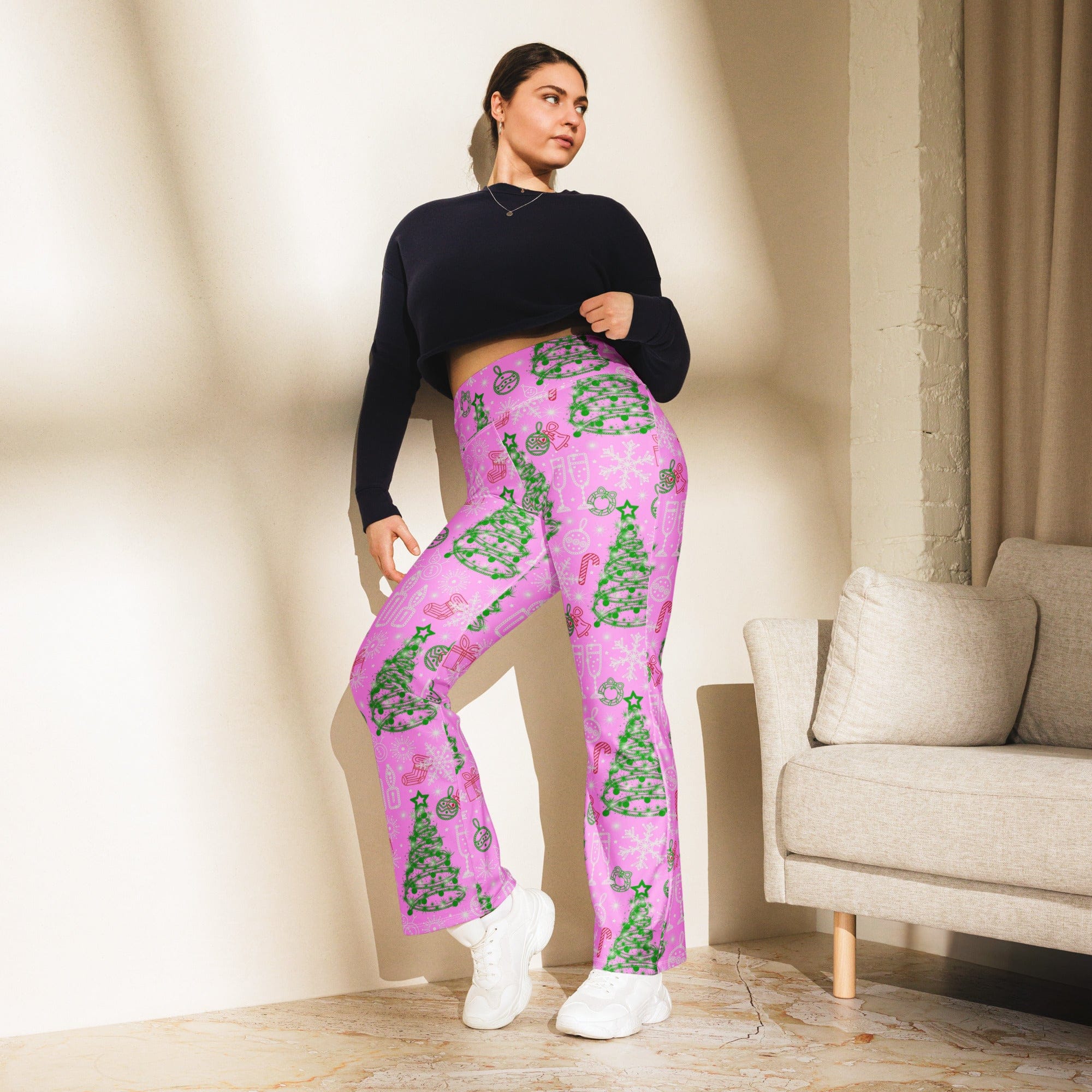 Pink Tinsel Dreams Flare Leggings