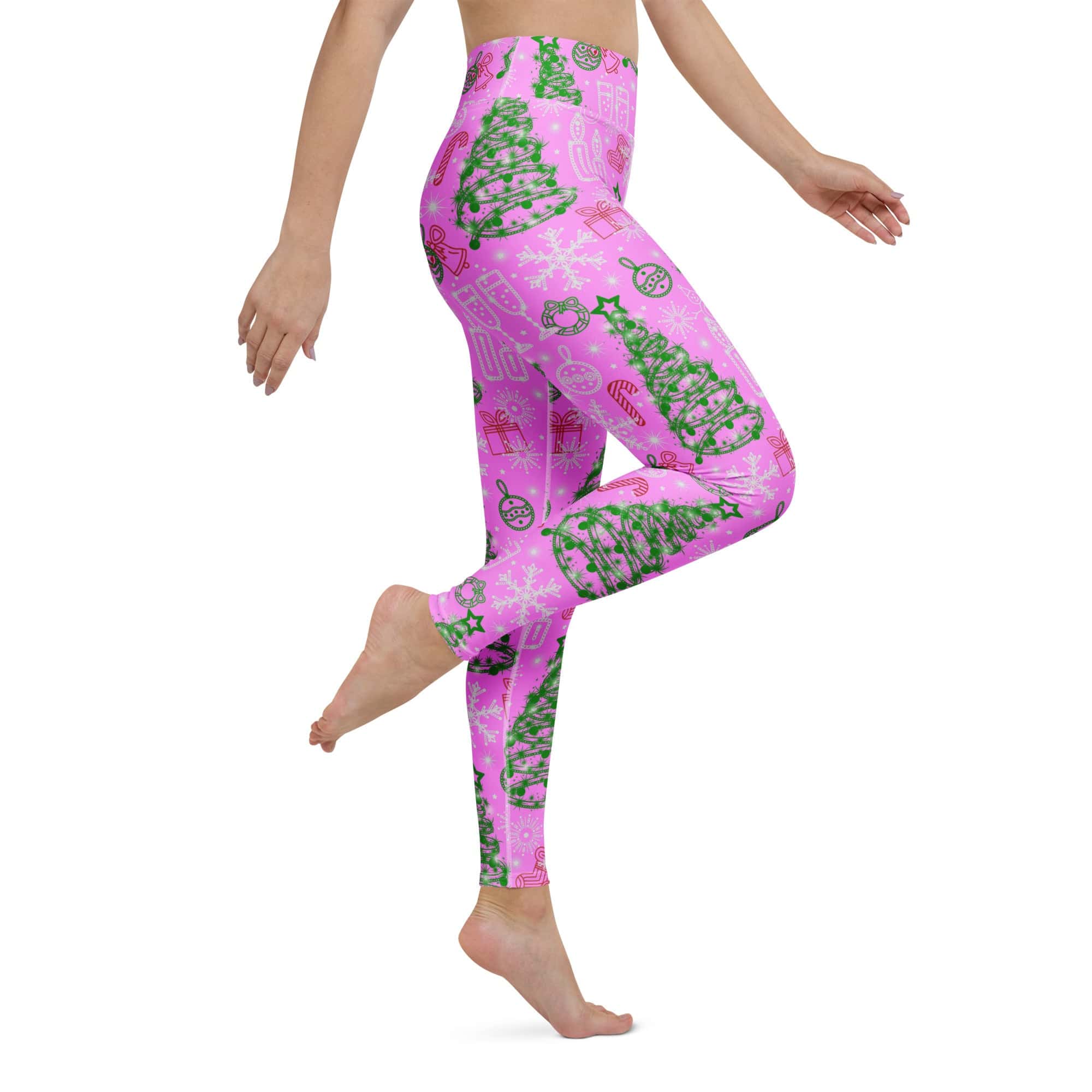 Pink Tinsel Dreams Yoga Leggings