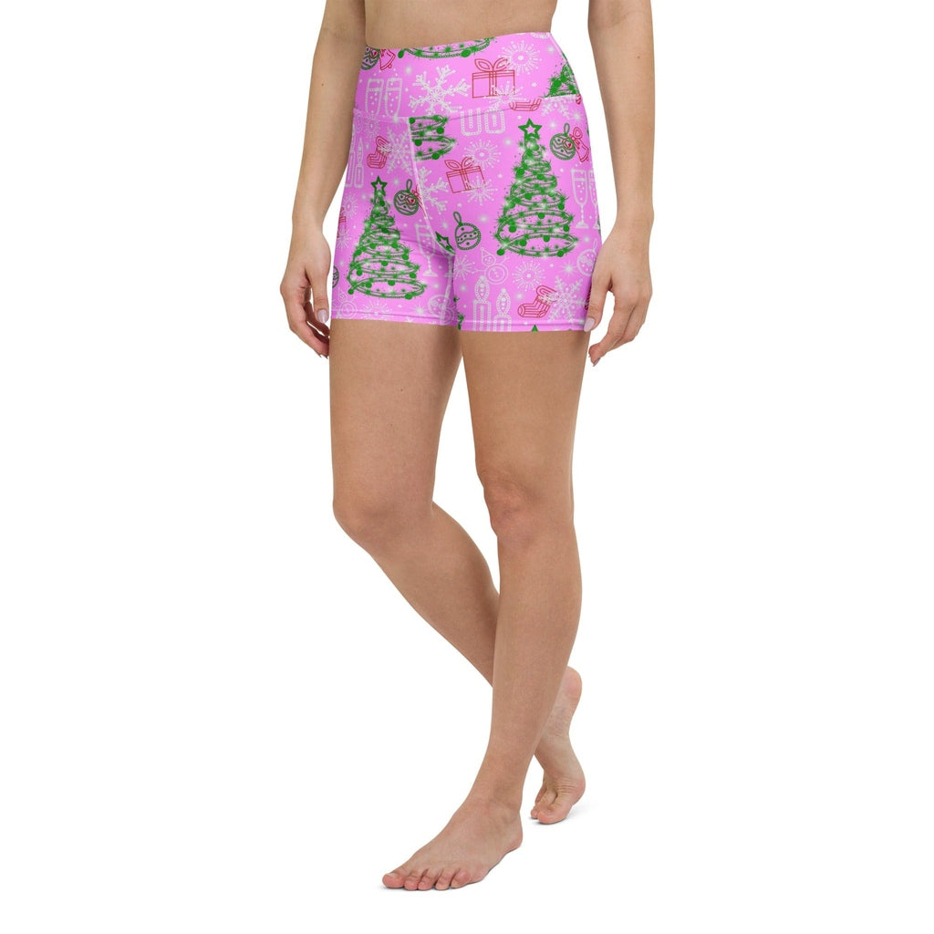 Pink Tinsel Dreams Yoga Shorts