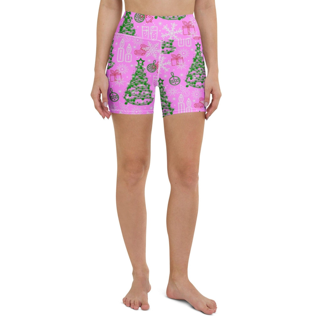 Pink Tinsel Dreams Yoga Shorts
