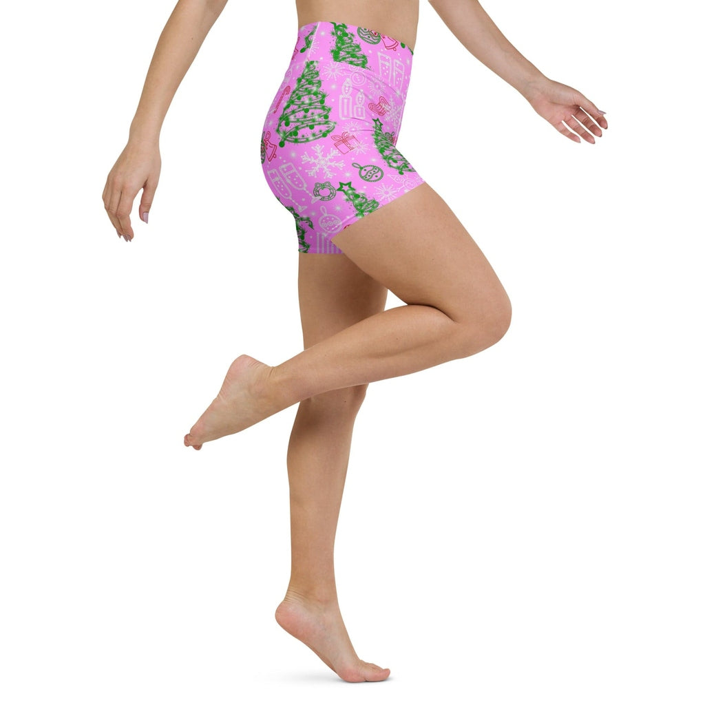 Pink Tinsel Dreams Yoga Shorts