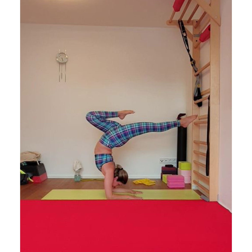 Pink & Turquoise Plaid Print Leggings