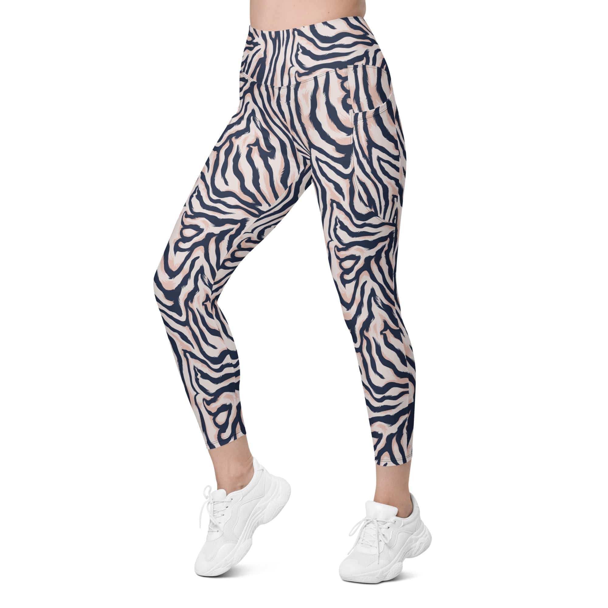 Pinkish Zebra Leggings With Pockets