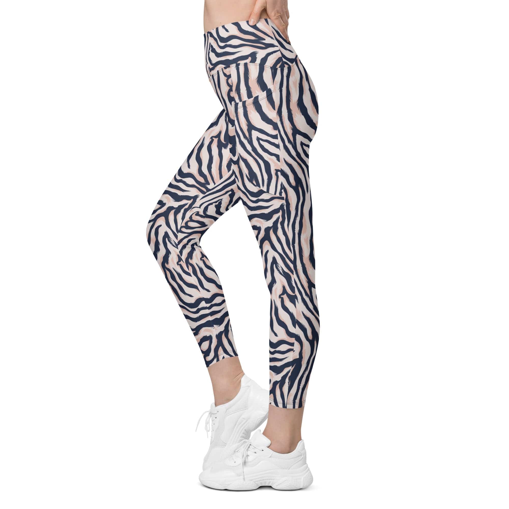 Pinkish Zebra Leggings With Pockets