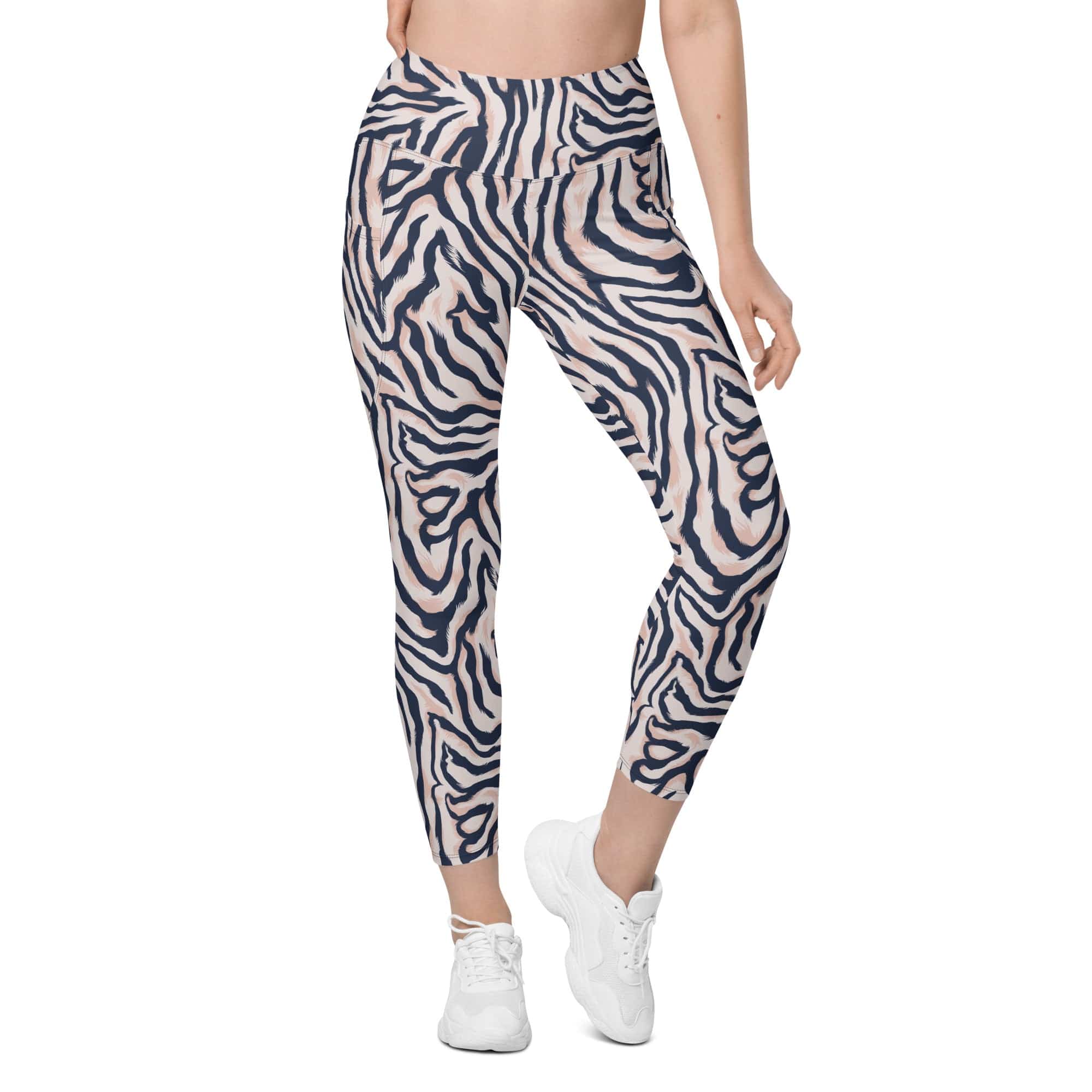 Pinkish Zebra Leggings With Pockets