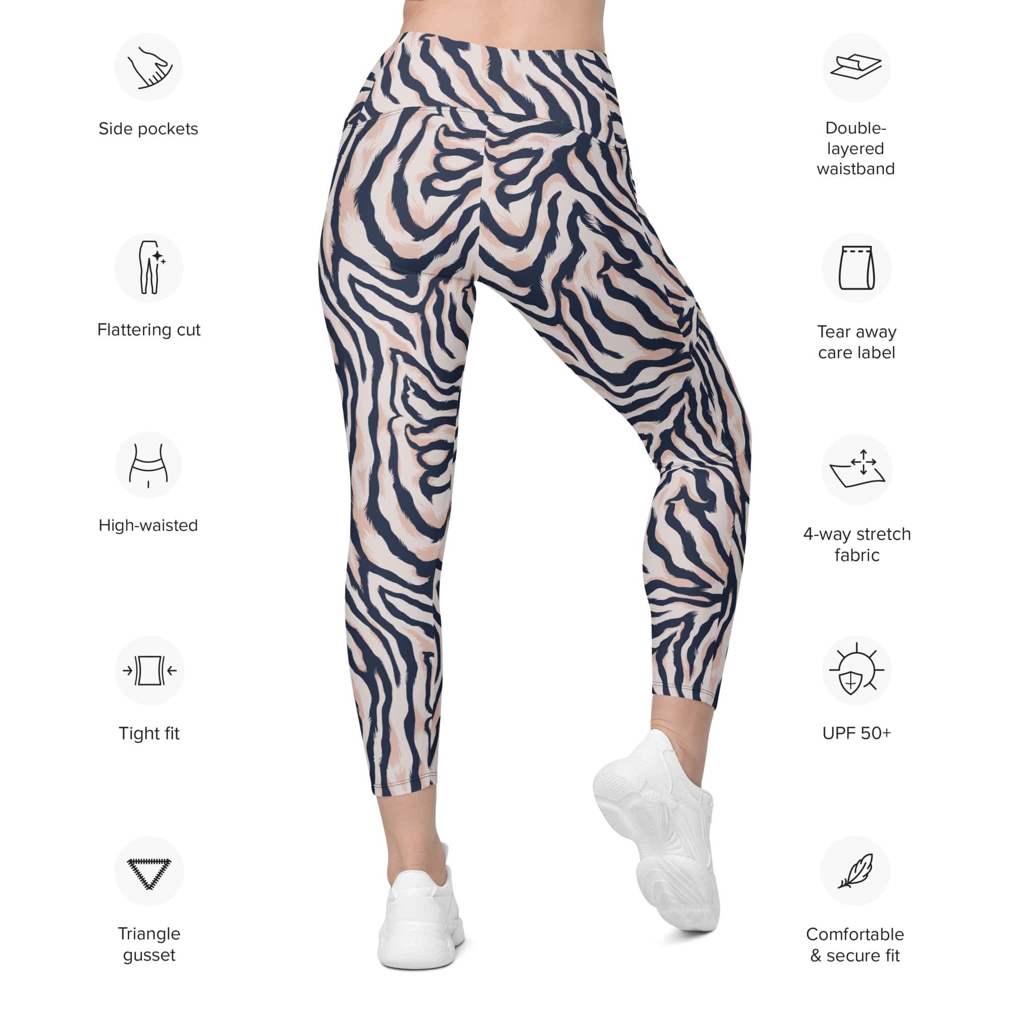 Pinkish Zebra Leggings With Pockets