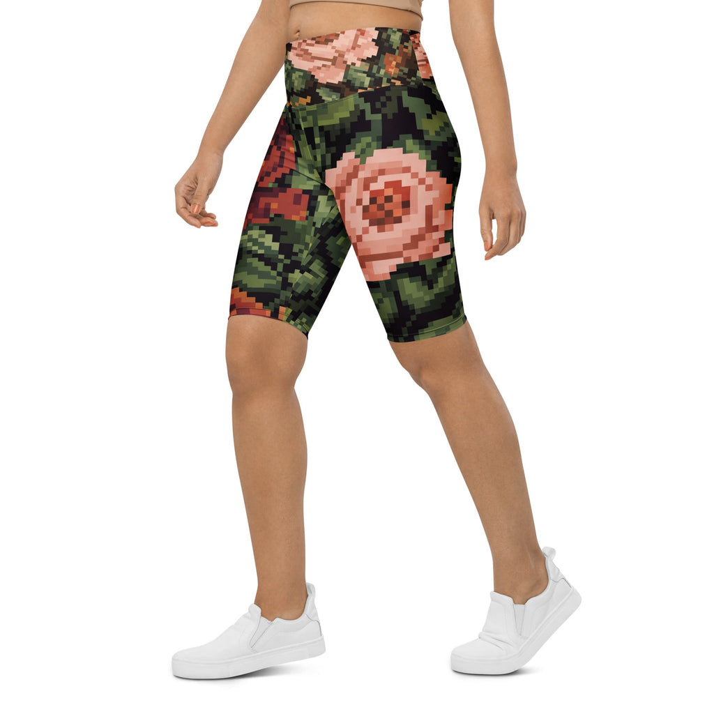 Pixel Floral Biker Shorts