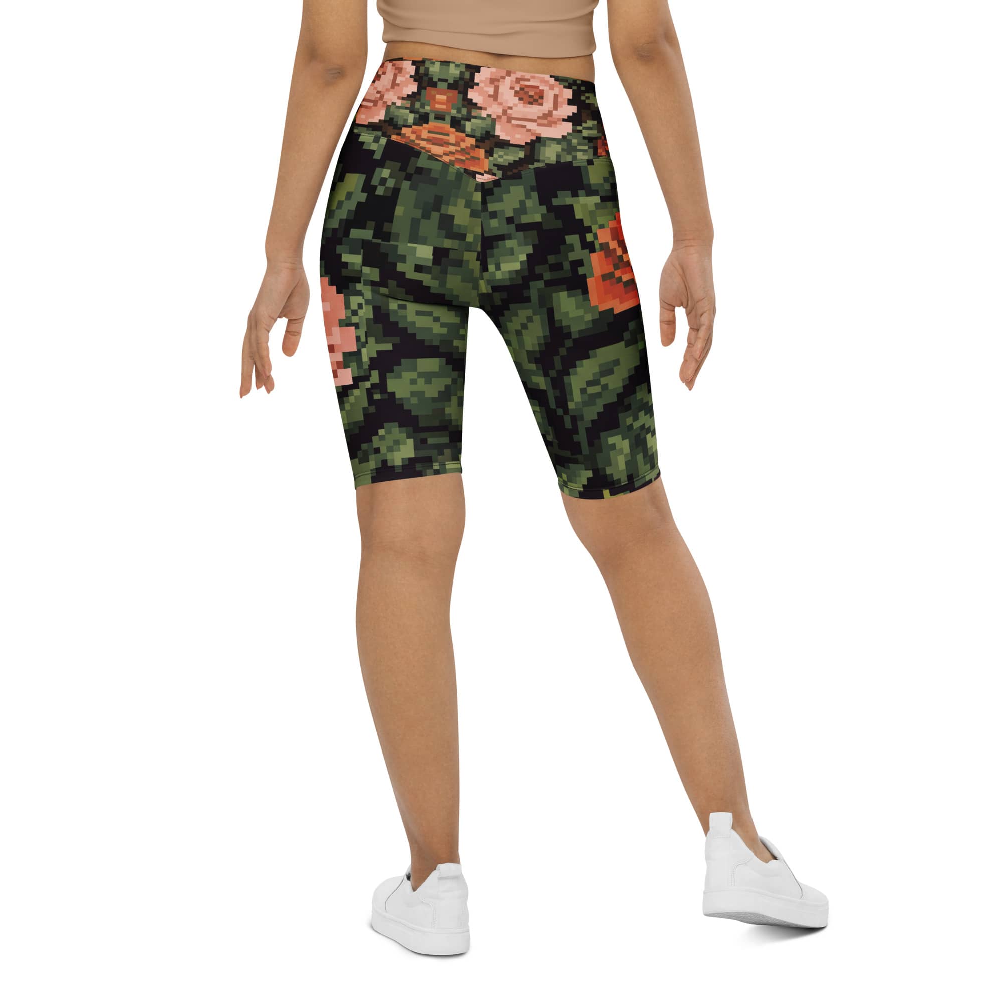 Pixel Floral Biker Shorts