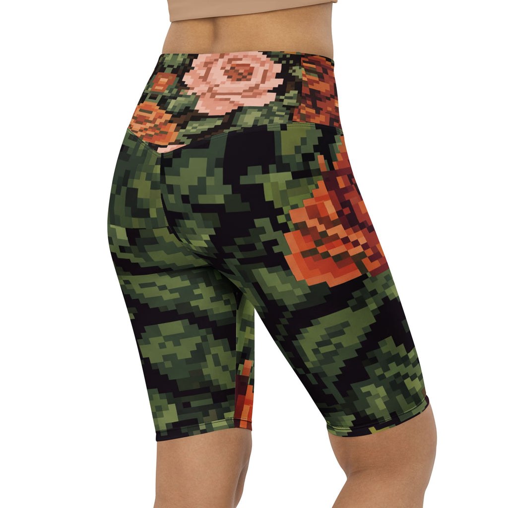 Pixel Floral Biker Shorts