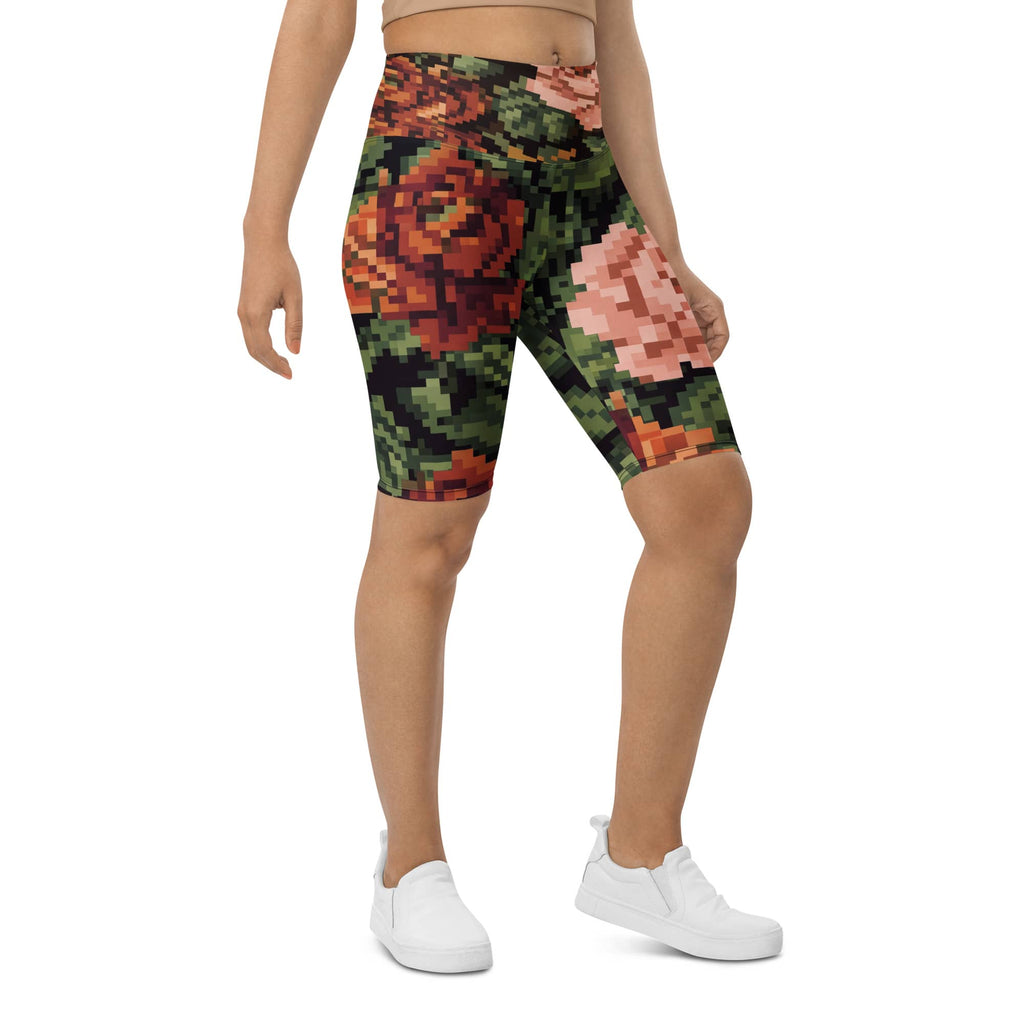 Pixel Floral Biker Shorts