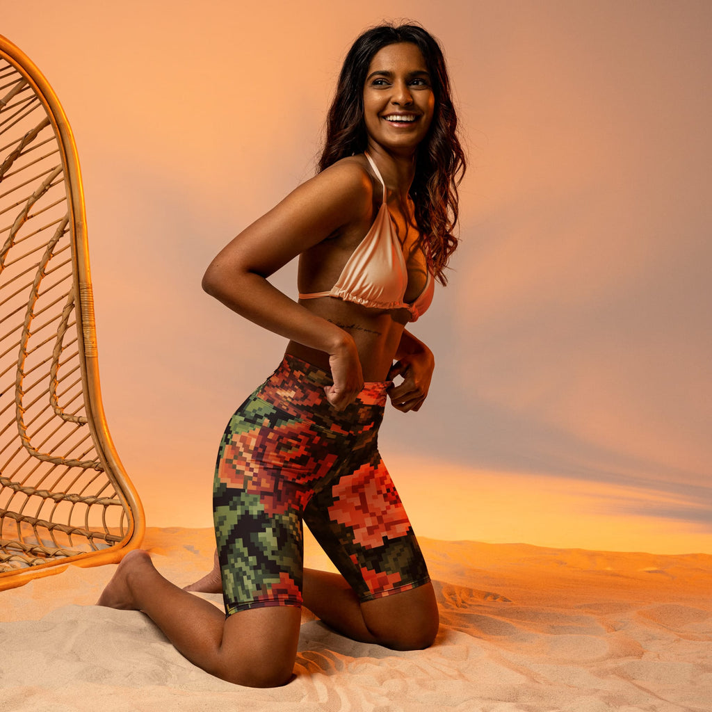 Pixel Floral Biker Shorts