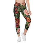 Pixel Floral Crossover Leggings With Pockets