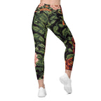 Pixel Floral Crossover Leggings With Pockets