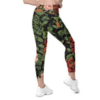 Pixel Floral Crossover Leggings With Pockets