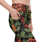 Pixel Floral Crossover Leggings With Pockets