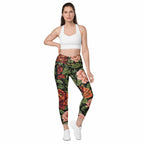 Pixel Floral Crossover Leggings With Pockets