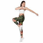 Pixel Floral Crossover Leggings With Pockets