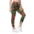 Pixel Floral Crossover Leggings With Pockets