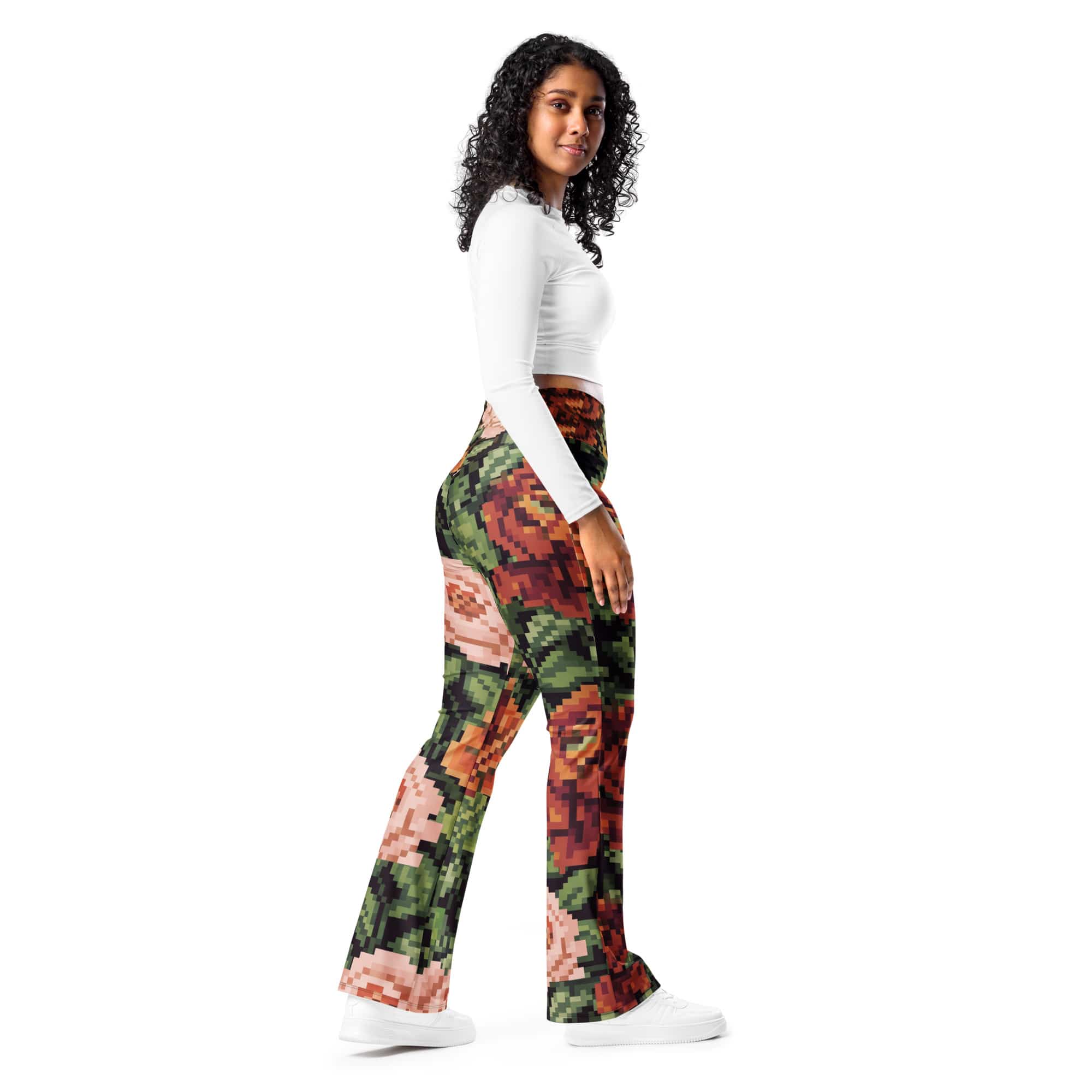 Pixel Floral Flare Leggings