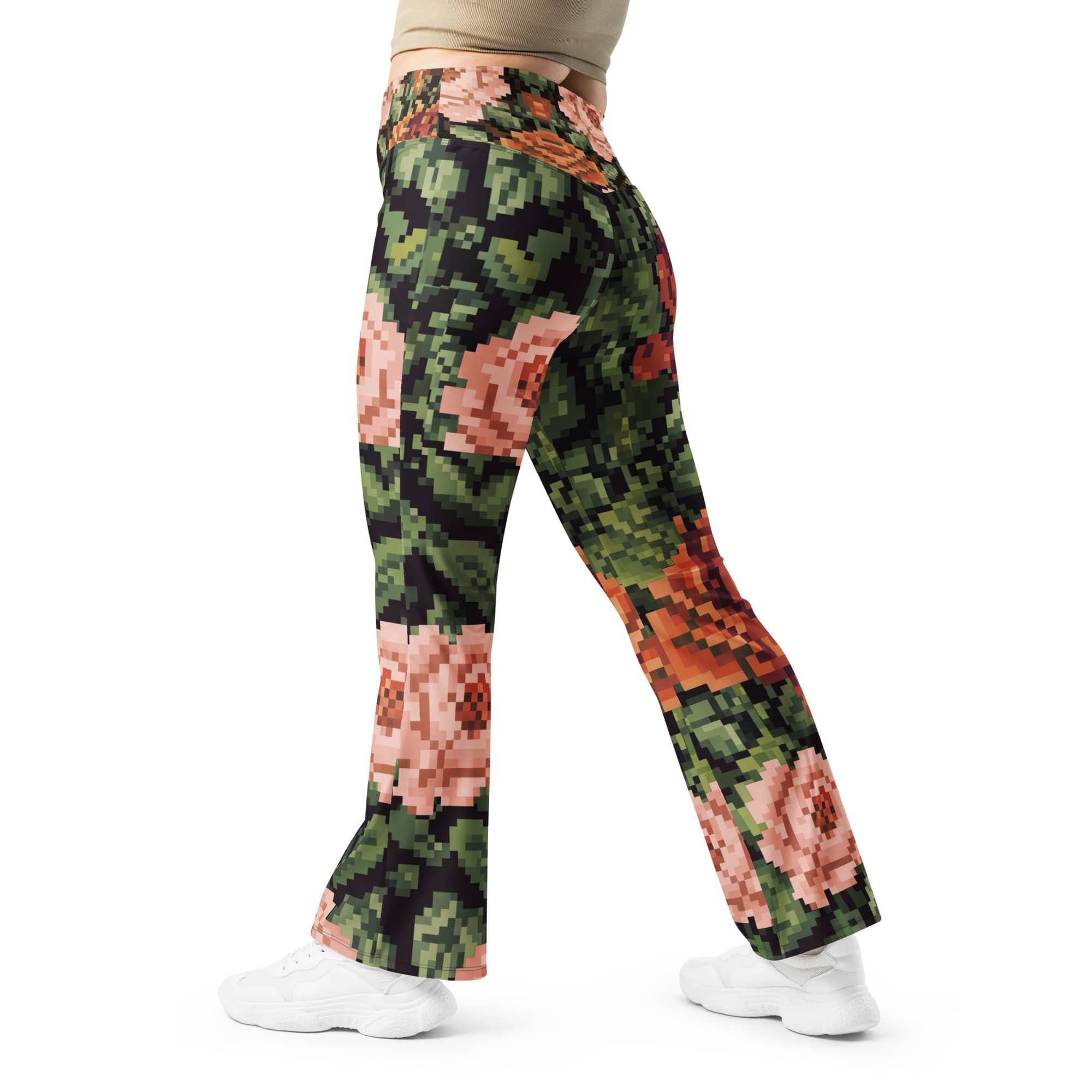 Pixel Floral Flare Leggings