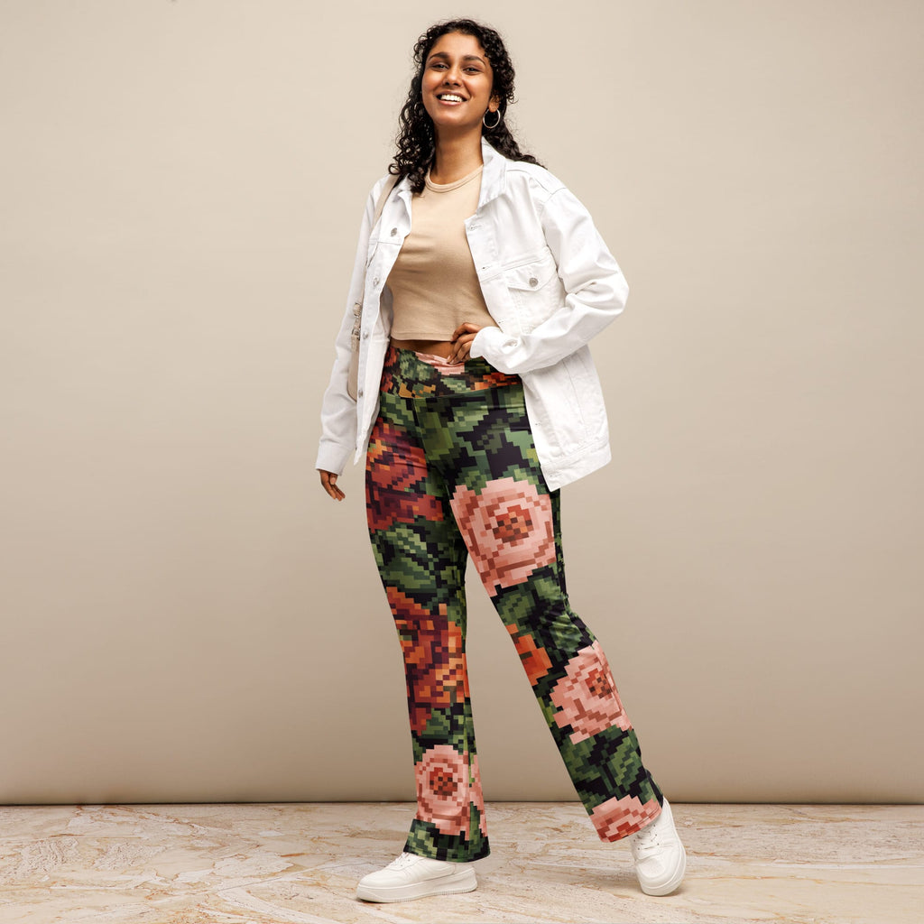 Pixel Floral Flare Leggings